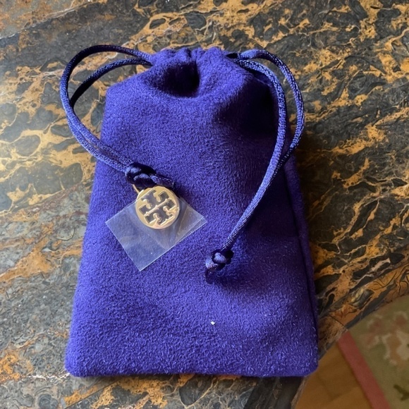 TORY BURCH MILLER LOGO GOLD/SILVER TONE STUD EARRINGS NEW WITH GIFT BAG - Picture 8 of 8